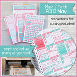 ON SALE - Printable May Planner Sticker Kit, Made 2 Match Erin Condren Life Planner, ECLP Stickers Blue/Pink - Instant Download-My Computer is My Canvas