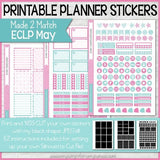 ON SALE - Printable May Planner Sticker Kit, Made 2 Match Erin Condren Life Planner, ECLP Stickers Blue/Pink - Instant Download-My Computer is My Canvas