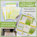 PRINTABLE August Planner Sticker Kit, Made 2 Match Erin Condren Life Planner, ECLP Stickers Yellow/Green - Instant Download-My Computer is My Canvas