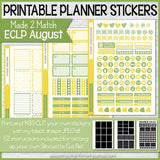 PRINTABLE August Planner Sticker Kit, Made 2 Match Erin Condren Life Planner, ECLP Stickers Yellow/Green - Instant Download-My Computer is My Canvas