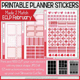 PRINTABLE February Planner Sticker Kit, Made 2 Match Erin Condren Life Planner, ECLP Stickers Pink/Red - Instant Download-My Computer is My Canvas