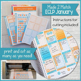 PRINTABLE January Planner Sticker Kit, Made 2 Match Erin Condren Life Planner, ECLP Stickers Teal/Orange - Instant Download-My Computer is My Canvas