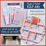 PRINTABLE July Planner Sticker Kit, Made 2 Match Erin Condren Life Planner, ECLP Stickers Red/Blue - Instant Download-My Computer is My Canvas