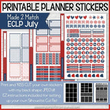 PRINTABLE July Planner Sticker Kit, Made 2 Match Erin Condren Life Planner, ECLP Stickers Red/Blue - Instant Download-My Computer is My Canvas
