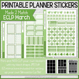 PRINTABLE March Planner Sticker Kit, Made 2 Match Erin Condren Life Planner, ECLP Stickers Green - Instant Download-My Computer is My Canvas