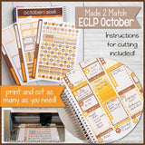 PRINTABLE October Planner Sticker Kit, Made 2 Match Erin Condren Life Planner, ECLP Stickers Brown/Orange - Instant Download-My Computer is My Canvas