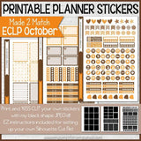 PRINTABLE October Planner Sticker Kit, Made 2 Match Erin Condren Life Planner, ECLP Stickers Brown/Orange - Instant Download-My Computer is My Canvas