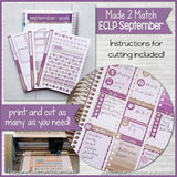 PRINTABLE September Planner Sticker Kit, Made 2 Match Erin Condren Life Planner, ECLP Stickers Purple/Tan - Instant Download-My Computer is My Canvas