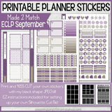 PRINTABLE September Planner Sticker Kit, Made 2 Match Erin Condren Life Planner, ECLP Stickers Purple/Tan - Instant Download-My Computer is My Canvas
