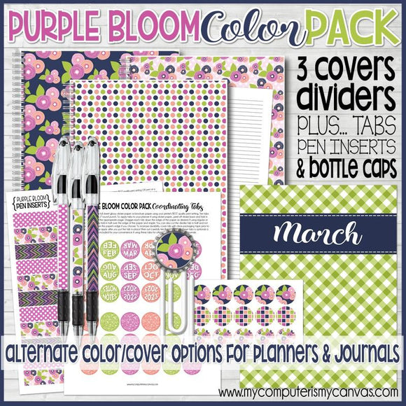 PURPLE BLOOM Color Pack {Alternate Covers/Accessories for Planners/Journals} PRINTABLE