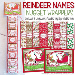 Reindeer NAMES Nugget Wrappers PRINTABLE-My Computer is My Canvas