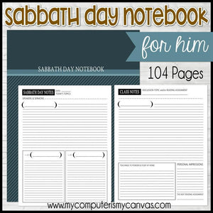 Sabbath Day Notebook {FOR HIM} PRINTABLE-My Computer is My Canvas