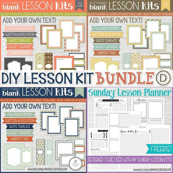 DIY Sunday Lesson Kit BUNDLE D (Kits 10, 11 & 12} PRINTABLE-My Computer is My Canvas